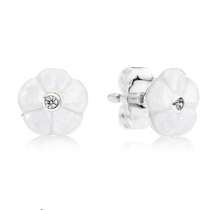 Pandora White Floral Earrings